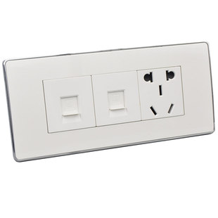 118型三位超六类网络带五孔面板2个cat6a千兆电脑网口二三5孔插座