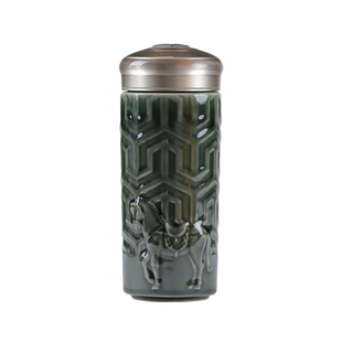 会议礼品定制负离子水杯商务随手礼陶瓷杯乐天淘喜茶马古道