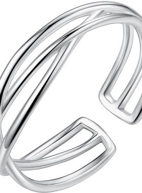 烽之银925银戒指女多层小清新