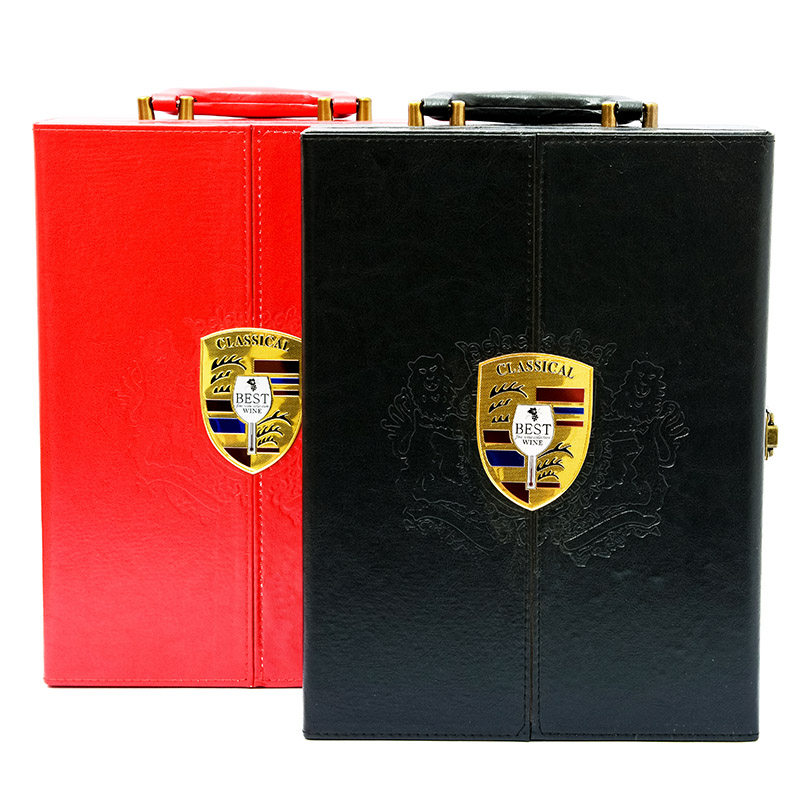 红酒包装礼盒 高档红酒盒子双支葡萄酒包装盒定制皮盒2支装红酒箱