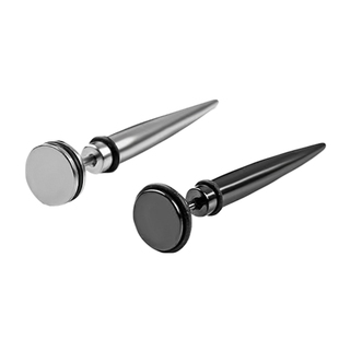 明星同款黑色尖锥圆片耳钉个性暗黑系嘻哈朋克男女耳环耳饰单只