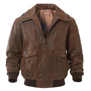 海宁真皮皮衣男士短款复古猎装加棉美式大码机车皮衣男夹克外套