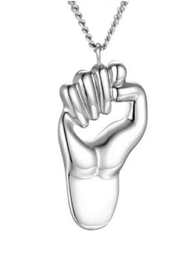 黄家驹同款拳头吊坠项链钛钢男女
