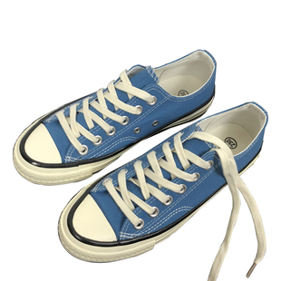 基础款复古系带板鞋潮流百搭女鞋2026新款1970s雾霾蓝低帮帆布鞋