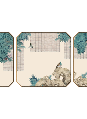 新中式风沙发背景墙民宿装饰画
