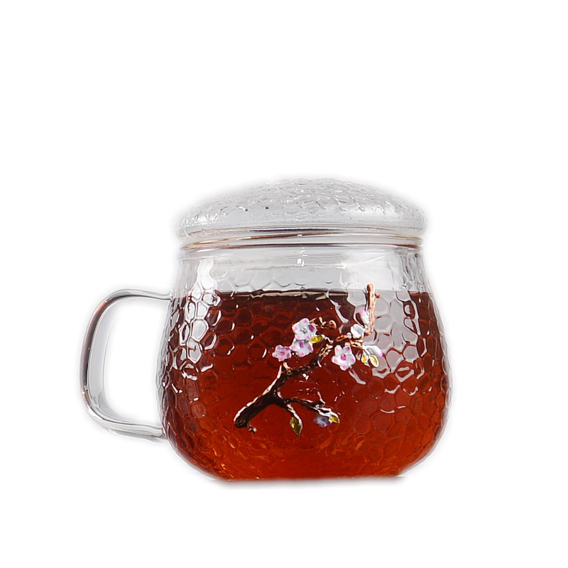 锤纹玻璃三件过滤个性分离花茶杯