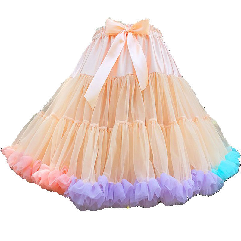 lolita彩虹云朵超蓬暴力软纱裙撑