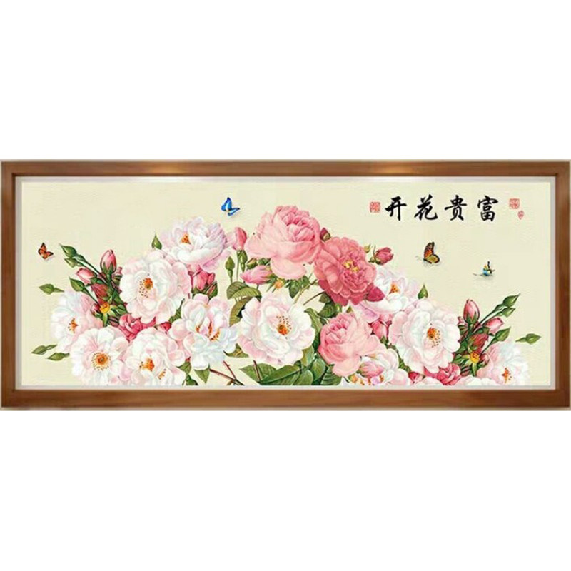 法国卧室餐厅花开富贵十字绣