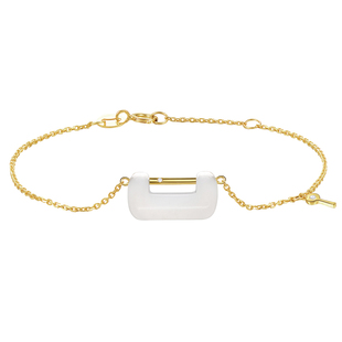 时厚和田玉平安锁 18k金镶钻手链可调节女款白玉锁生日礼物女生