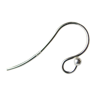 S925纯银耳饰品 纯银圆珠耳钩大号粗线耳环钩子防过敏diy首饰配件