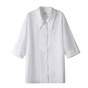 格闵草定制lemaire19SS剪刀领上衣 当然是当同款白色宽松长衬衫女