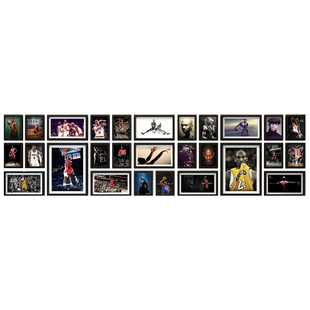 NBA篮球明星实木照片墙乔丹科比酒吧卧室俱乐部装饰相框挂墙组合
