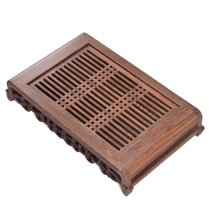 鸡翅木抽屉式储水双用小号茶盘