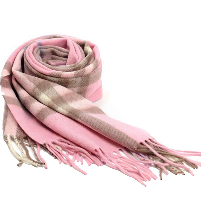 恒源祥羊绒丝光羊毛加厚保暖长款围巾格纹男女时尚商务年轻人防寒