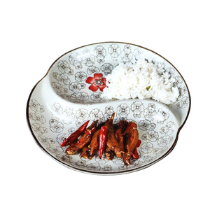 日式分格餐盘 家用创意陶瓷两隔盘 创意点心水果拼盘菜盘子快餐盘