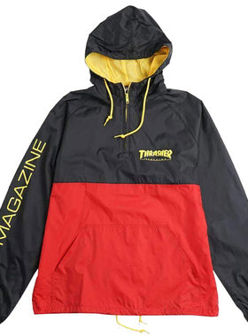 正品现货thrasher火焰连帽冲锋衣