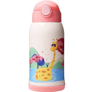 face儿童保温杯316不锈钢带吸管双盖两用宝宝水壶学生便携水杯子