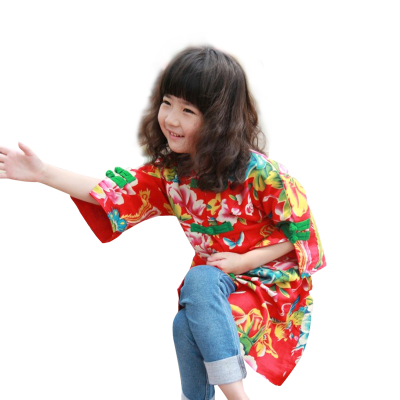 丹凤创意中式民族童装亲子母女装女童夹衣长款外套唐装风衣单衣款