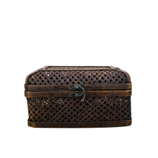 手工竹编收纳盒翻盖复古桌面遥控器零食收拾收纳小箱子干果储物盒