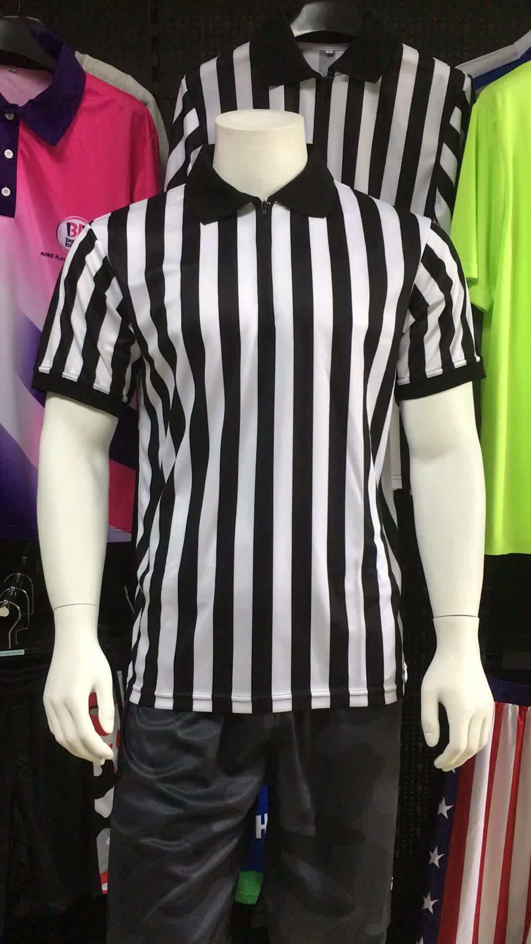 Custom Referee Shirts,Dry Fit Striped Soccer Referee Shirt,Black White