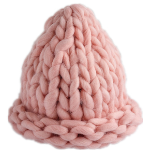 韩国订单潮范粗棒针粗针卷边毛线帽子女秋冬保暖帽手工编织