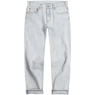 2026年新款弹力浅色休闲牛仔裤男款冬季白色直筒宽松垂感阔腿裤子