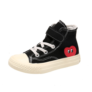 儿童高帮帆布鞋女童鞋子男童小白鞋小学生春秋布鞋韩版潮鞋休闲鞋