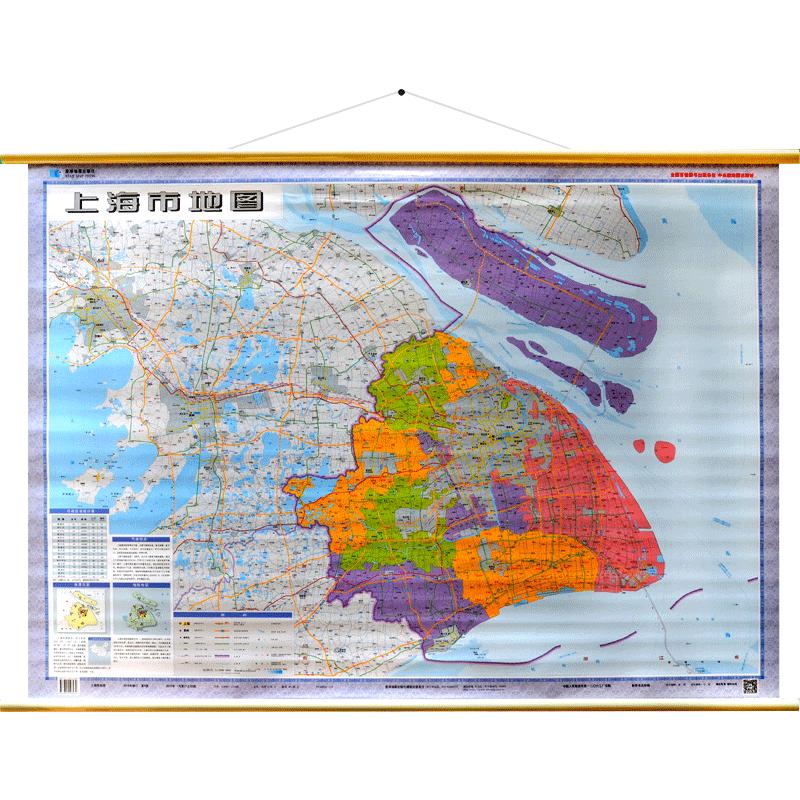 上海市地图挂图 2024新版防水覆膜约1.1米*0.8米上海交通地图挂绳装高清印刷交通行政区划气候地形特征星球出版社