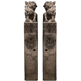 拴马桩石雕仿古石狮子做旧青石大象貔貅麒麟金蟾龙生九子栓马桩