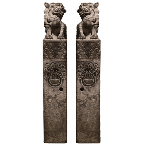 拴马桩石雕仿古石狮子做旧青石大象貔貅麒麟金蟾龙生九子栓马桩