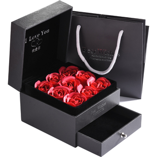 玫瑰花礼盒首饰项链戒指手链耳钉空盒永生花高档包装礼物盒小盒子