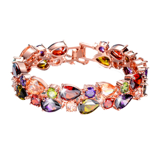 日韩国七彩锆石水晶手链高级感奢华简约气质玫瑰彩金锆石女生手镯