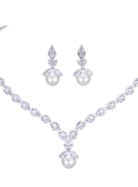 轻奢精致宴会礼服锆石珍珠项链女