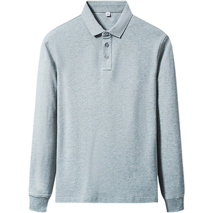 品牌纯棉t恤男长袖全棉纯色港风体恤有领透气带领双丝光棉polo衫