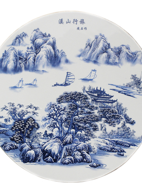 景德镇高温瓷板画中式家具瓷板画青花瓷板画瓷板画订制高温贴花