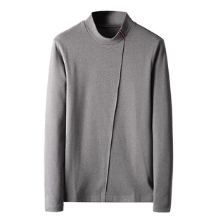 冬季男生打底衫单穿T恤阳离子棉弹力亲肤抓绒长袖半高领保暖上衣