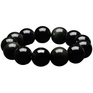 天然双彩虹眼黑曜石手链女纯黑紫眼男士散佛珠串情侣首饰生日礼物