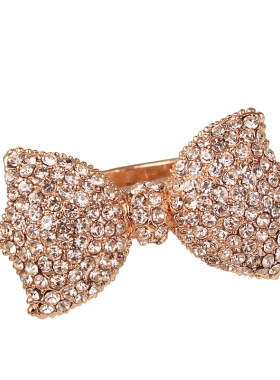 超大水钻蝴蝶结装饰戒指女韩国