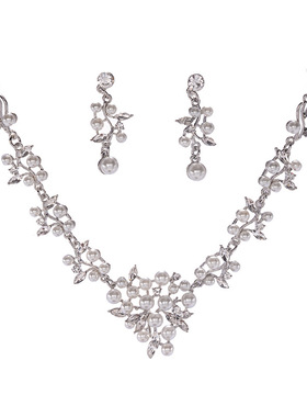 日韩新娘水钻项链耳饰婚纱颈链