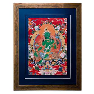 欧斯特黄财神唐卡装饰画老木纹立体相框皮质画心千手观音玄关挂画