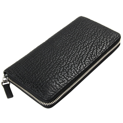 聚变手工定制鲨鱼皮男士拉链手包