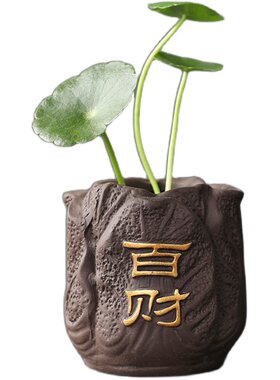 宇轩指尖小茶宠紫砂紫创意泥彩绘花瓶迷你禅意茶艺置茶玩茶意摆件
