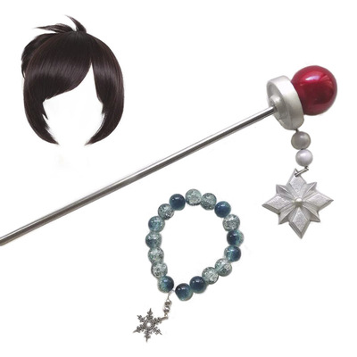 守望先锋 小美周美灵发簪 猎裂空Tracer cos道具假发手链黑框眼镜