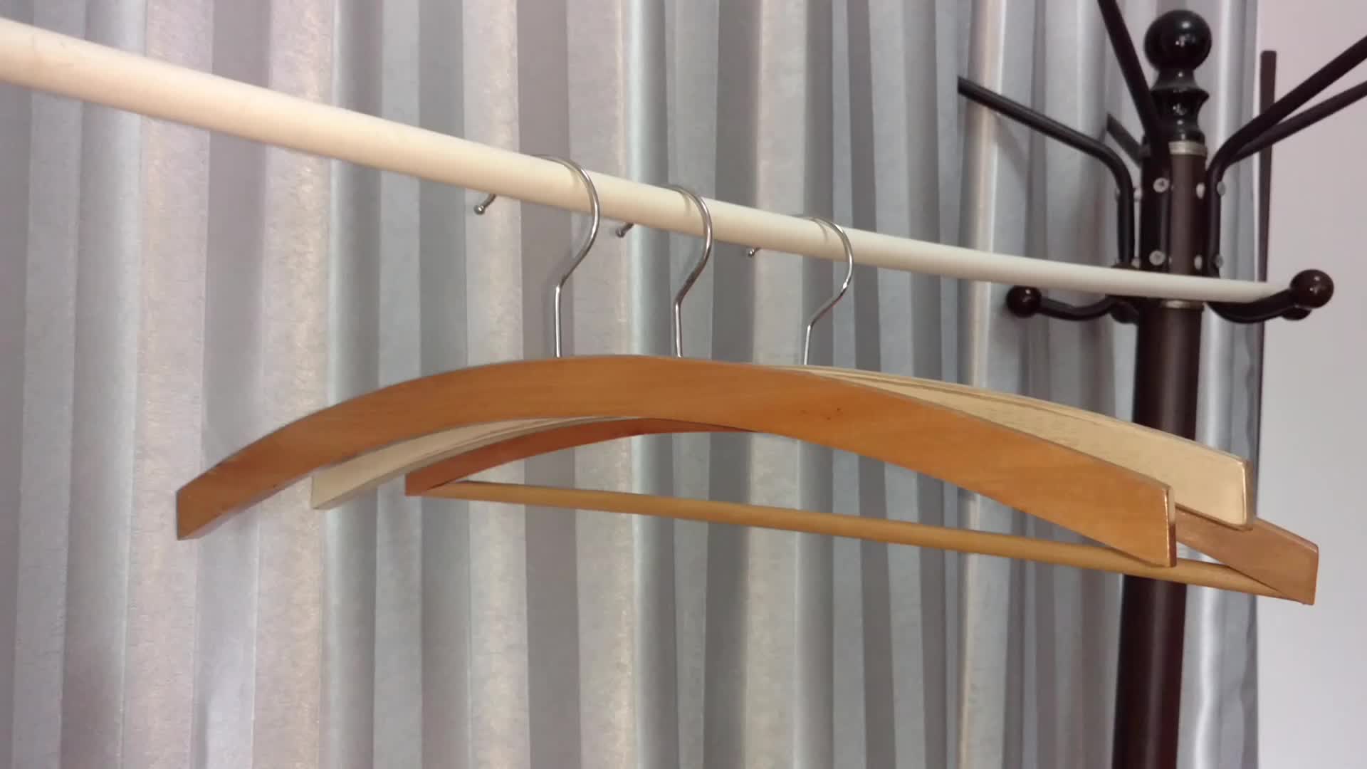 Wholesale Moon Curve Cheap Clothes Wooden Craft Hanger Adult With Bar