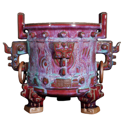 孔家钧窑[象天鼎]中国钧瓷摆件 东盟博览会送外宾礼物孔相卿监制