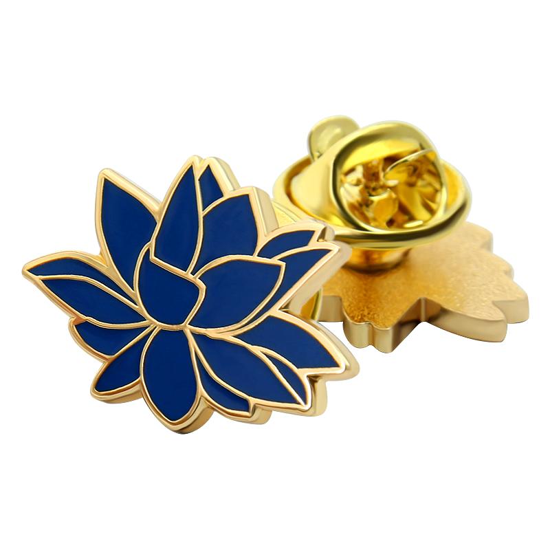 金属蓝莲花徽章定做金属异形珐琅荷花纪念章红色火莲胸章胸针领徽