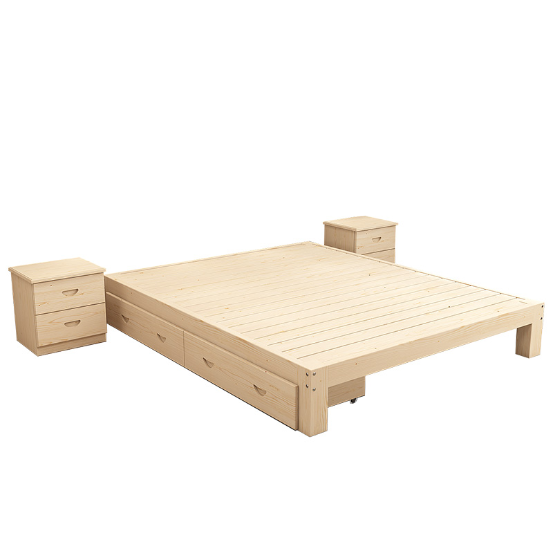 实木松木单人双人床1出租1.2客房1.5榻榻米床1.8米无床头床架简易