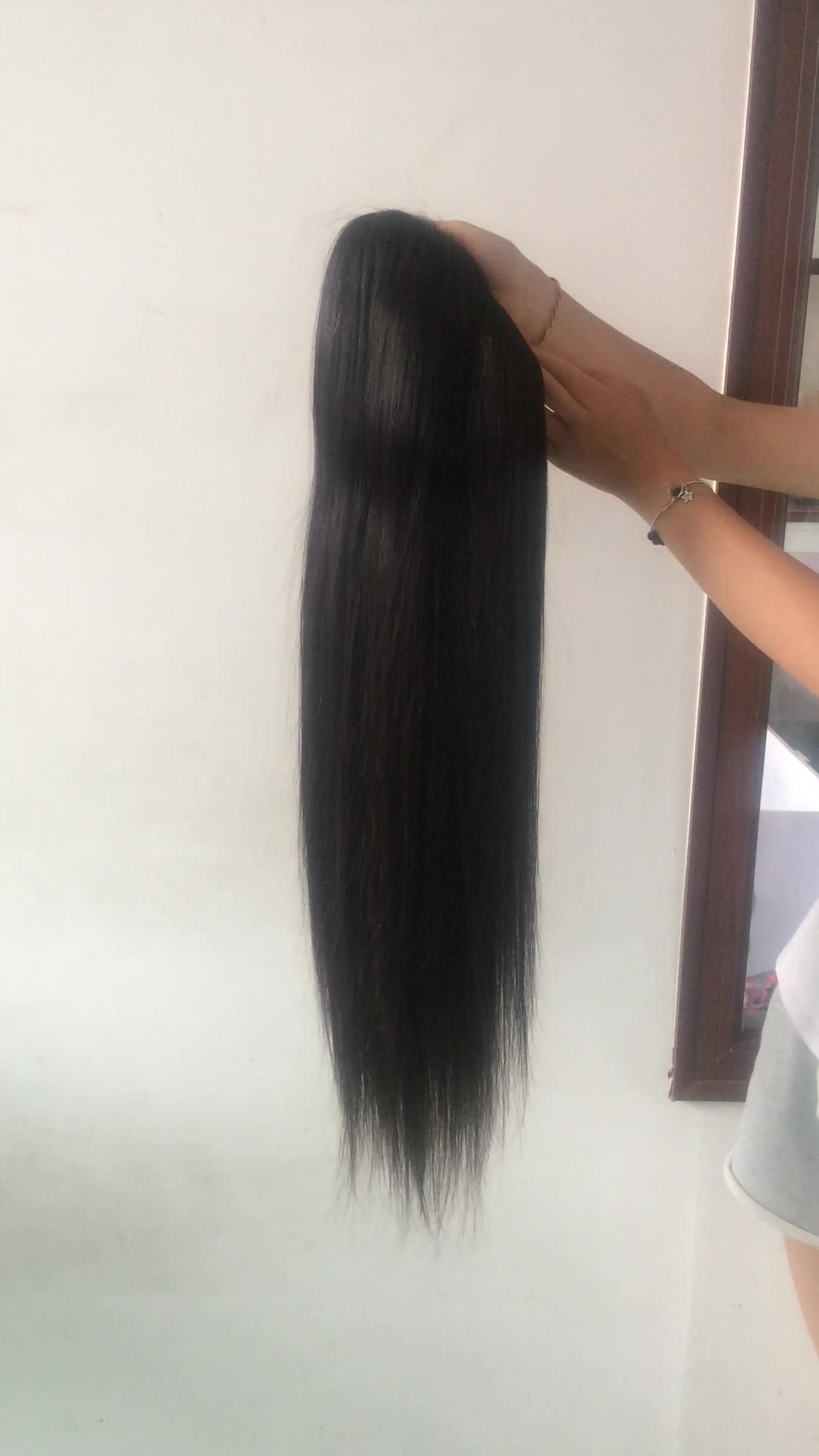 Grosir 150 Kepadatan Diproses Brazilian Rambut Panjang Hitam Lurus