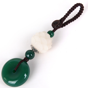 新款玛瑙玉髓平安扣汽车钥匙挂件创意礼品钥匙扣男女钥匙链包挂饰