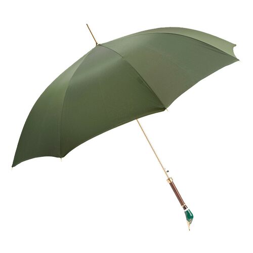 意大利Pasotti伞彩绘野鸭子把手绿伞面防晒全自动晴雨两用长柄伞